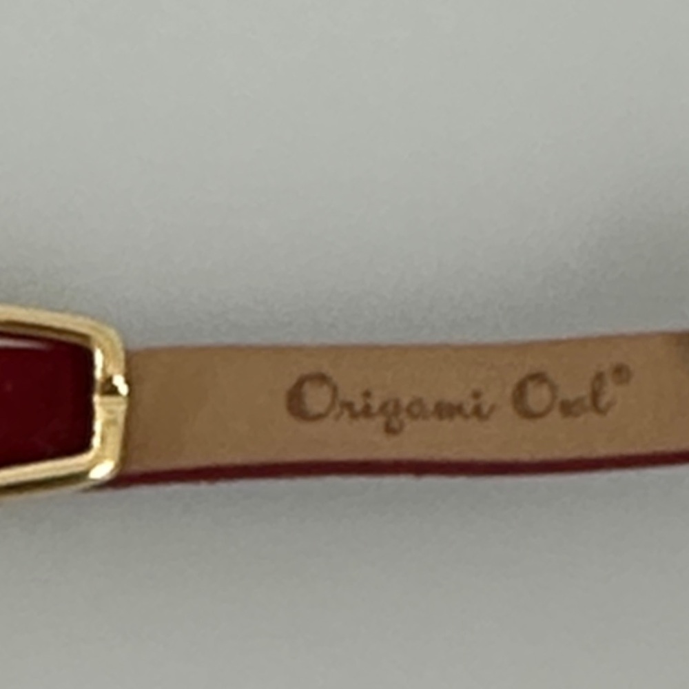 ORIGAMIOwl leather Red and Gold Choker Necklace - Picture 7 of 8